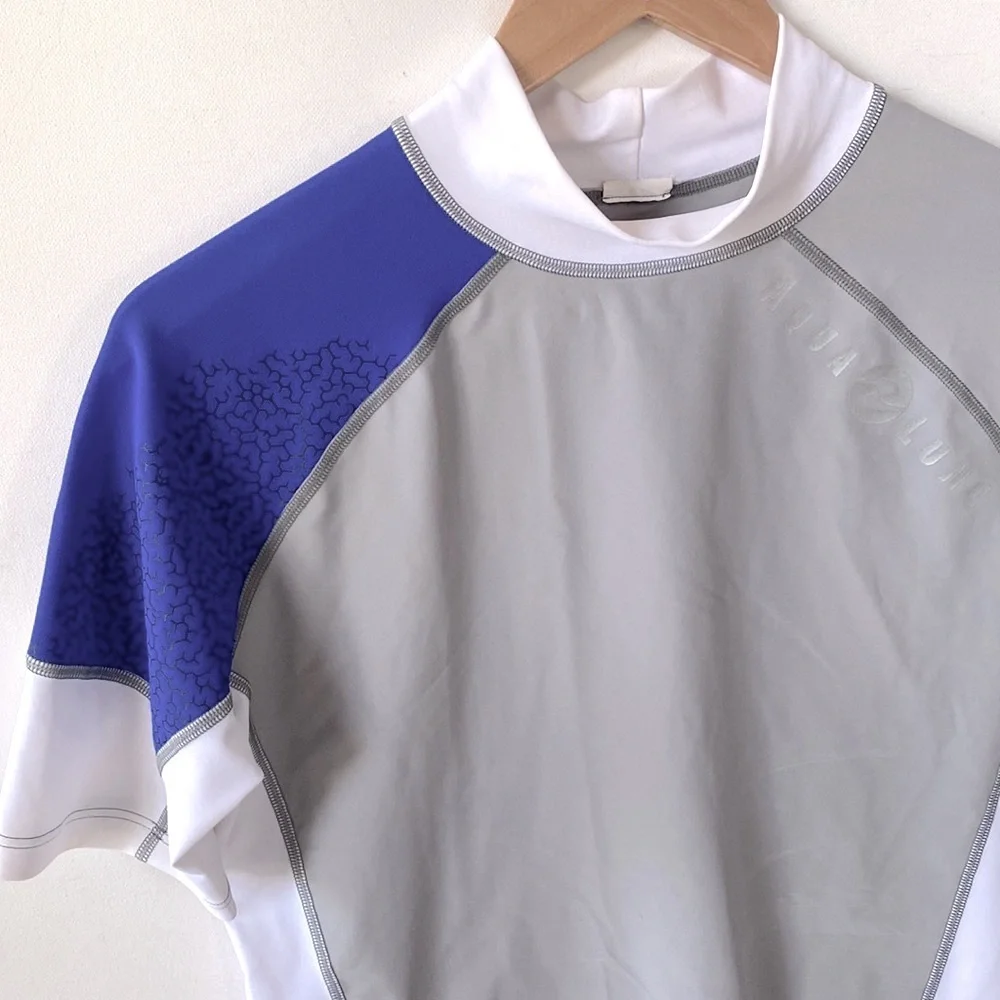 Aqua Lung Mens Rashguards Short Sleeve - Blue/Gray/White , Size‎ S